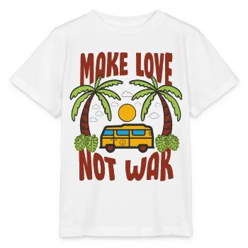 Make Love Not War Flowerpower Hippie - Stanley/Stella Kinder T-Shirt MINI CREATOR  - Weiß - Vorne - Maike (125cm)