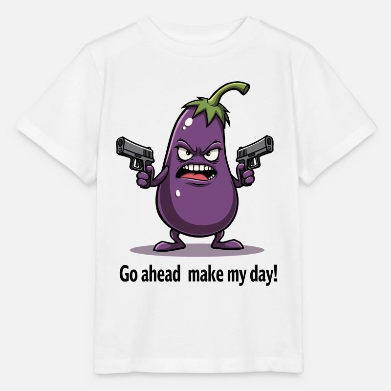 Badass Aubergine – Go Ahead, Make My Day - Stanley/Stella Kinder T-Shirt MINI CREATOR  - Weiß
