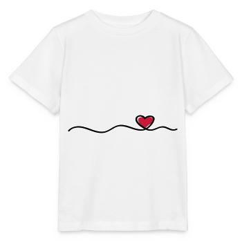 coeur ligne symbole coeur amour - T-shirt bio MINI CREATOR Stanley/Stella Enfant - blanc - Devant - Maike (125cm)
