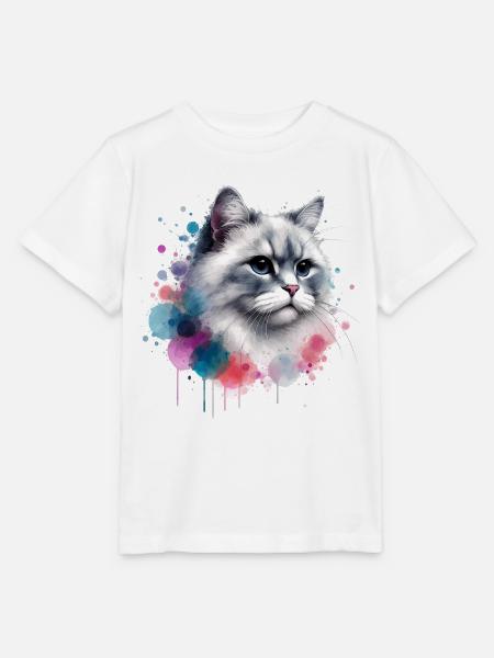 Aquarell Katzenkopf - Stanley/Stella Kinder T-Shirt MINI CREATOR  - Weiß