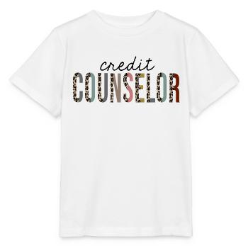 Conseiller en crédit imprimé léopard drôle - T-shirt bio MINI CREATOR Stanley/Stella Enfant - blanc - Devant - Maike (125cm)