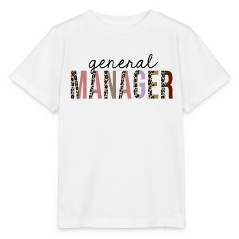 General Manager Leopard Print Lustig - Stanley/Stella Kinder T-Shirt MINI CREATOR  - Weiß - Vorne - Maike (125cm)