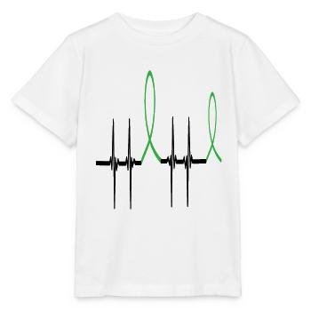 Mentla Health Awareness Heartbeat Ruban vert - T-shirt bio MINI CREATOR Stanley/Stella Enfant - blanc - Devant - Maike (125cm)