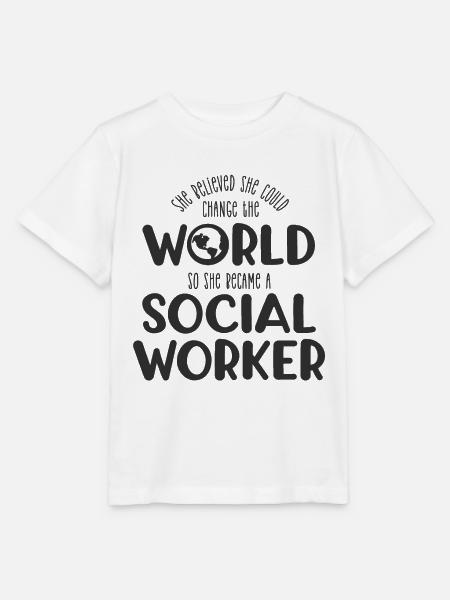 Sie glaubte Sozialarbeiterin - Stanley/Stella Kinder T-Shirt MINI CREATOR - Weiß