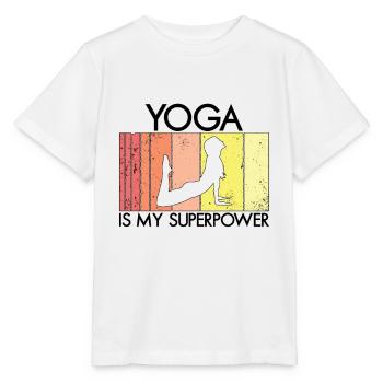 Le yoga, c’est mon super-pouvoir - T-shirt bio MINI CREATOR Stanley/Stella Enfant - blanc - Devant - Maike (125cm)