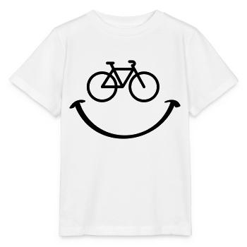 Slogan bicycle with happy face. Happy smile face. - Stanley/Stella MINI CREATOR Kids’ T-Shirt - white - Front - Maike (125cm)