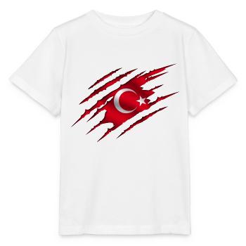 Türkei Turkey Turkiye Flagge Fahne aufgerissen - Stanley/Stella Kinder T-Shirt MINI CREATOR  - Weiß - Vorne - Maike (125cm)