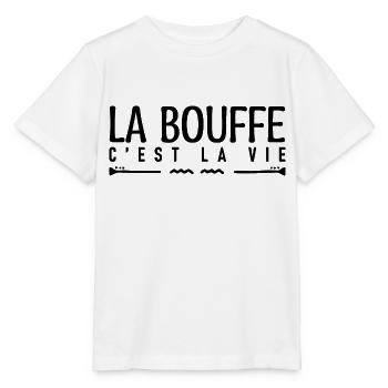La bouffe c'est la vie. J'aime la bouffe. - T-shirt bio MINI CREATOR Stanley/Stella Enfant - blanc - Devant - Maike (125cm)