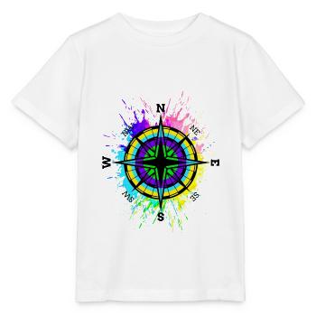 Boussole multicolore Symbole Travel Taches de couleur - T-shirt bio MINI CREATOR Stanley/Stella Enfant - blanc - Devant - Maike (125cm)