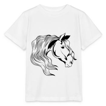 cheval tête - T-shirt bio MINI CREATOR Stanley/Stella Enfant - blanc - Devant - Maike (125cm)