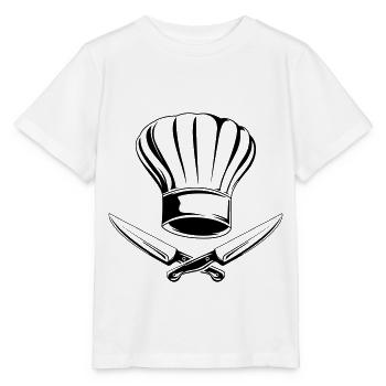 couteau symbole bonnet de cuisine - T-shirt bio MINI CREATOR Stanley/Stella Enfant - blanc - Devant - Maike (125cm)