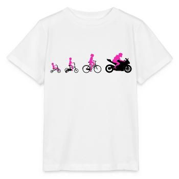 Evolution woman on motorcycle super sports design - Stanley/Stella MINI CREATOR Kids’ T-Shirt - white - Front - Maike (125cm)