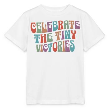 Berühmte Les Petites Victoires motivierende Phrase - Stanley/Stella Kinder T-Shirt MINI CREATOR  - Weiß - Vorne - Maike (125cm)