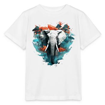Künstlerischer Elefant - Stanley/Stella Kinder T-Shirt MINI CREATOR  - Weiß - Vorne - Maike (125cm)