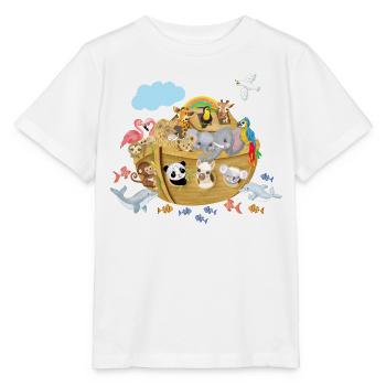 Noah's Ark with cute animals - Stanley/Stella MINI CREATOR Kids’ T-Shirt - white - Front - Maike (125cm)