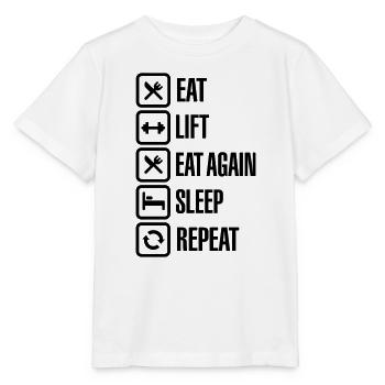 Eat - Lift - Eat again - Sleep - Repeat - T-shirt bio MINI CREATOR Stanley/Stella Enfant - blanc - Devant - Maike (125cm)