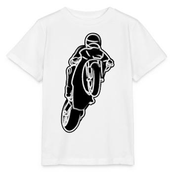 Wheelie extrem mit Motorrad beim Rennen - W/S - Stanley/Stella Kinder T-Shirt MINI CREATOR  - Weiß - Vorne - Maike (125cm)