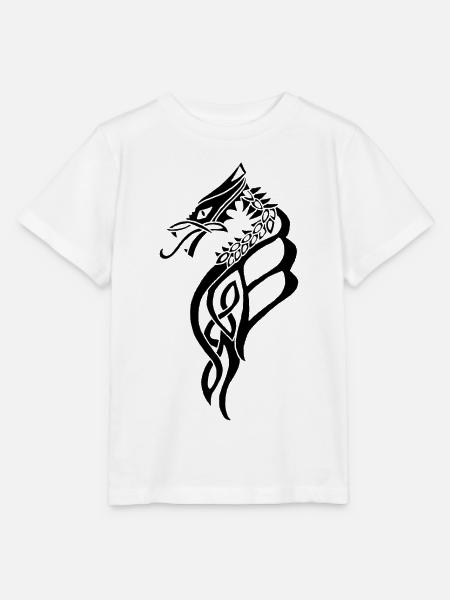 Großer Schwarzer keltischer Drache - Stanley/Stella Kinder T-Shirt MINI CREATOR - Weiß