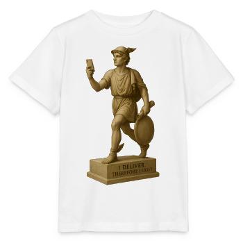 Antike Philosophenfigur mit Smartphone - Stanley/Stella Kinder T-Shirt MINI CREATOR  - Weiß - Vorne - Maike (125cm)