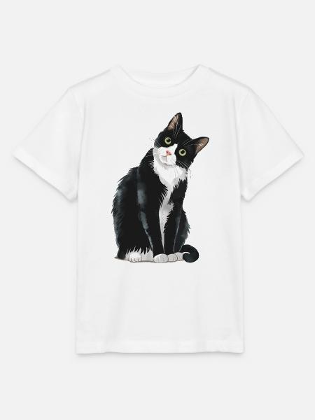 Schwarz-weiße Katze - Stanley/Stella Kinder T-Shirt MINI CREATOR - Weiß