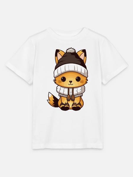 Fuchs Winter Tier Baby Comic - Stanley/Stella Kinder T-Shirt MINI CREATOR - Weiß