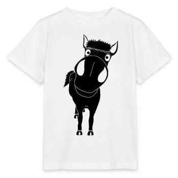 Close-up of a horse (black) - Stanley/Stella MINI CREATOR Kids’ T-Shirt - white - Front - Maike (125cm)