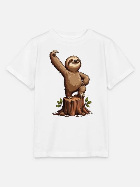 Faultier auf Baumstumpf Feier - Stanley/Stella Kinder T-Shirt MINI CREATOR - Weiß