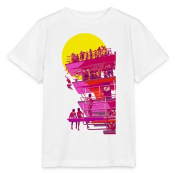 Neon-Lifeguard Turm am Sonnenuntergang - Stanley/Stella Kinder T-Shirt MINI CREATOR  - Weiß - Vorne - Maike (125cm)