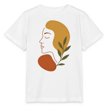 Minimalistisches Abstraktes Gesicht Kunst T-Shirt - Stanley/Stella Kinder T-Shirt MINI CREATOR  - Weiß - Vorne - Maike (125cm)