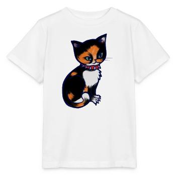 Calico-Katze mit Stachelhalsband - Stanley/Stella Kinder T-Shirt MINI CREATOR  - Weiß - Vorne - Maike (125cm)