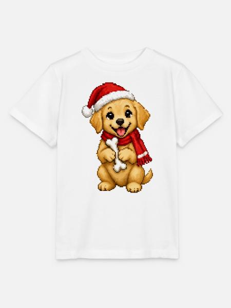 Golden Retriever Welpe Weihnachtsmütze Weihnachten - Stanley/Stella Kinder T-Shirt MINI CREATOR - Weiß