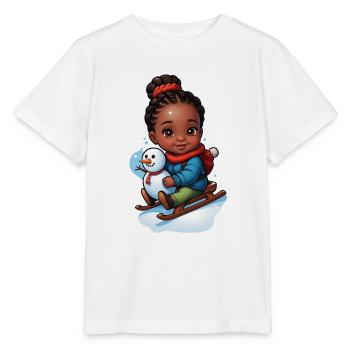 Idée cadeau d’hiver traîneau enfant - T-shirt bio MINI CREATOR Stanley/Stella Enfant - blanc - Devant - Maike (125cm)