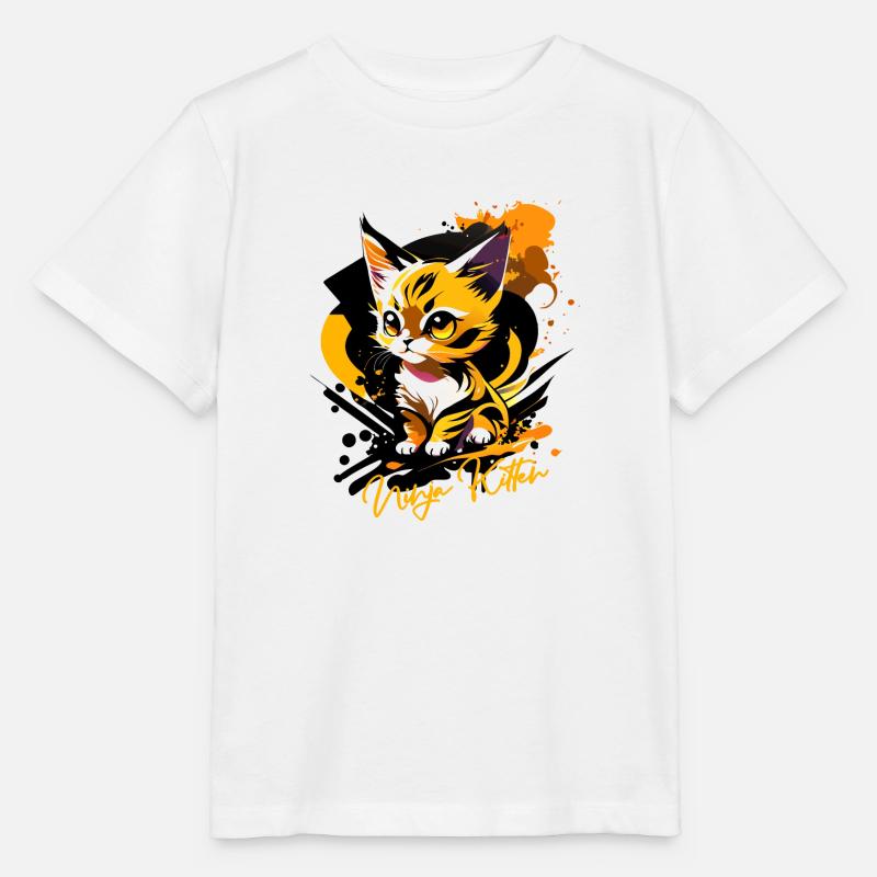 Kätzchen, ninja kitten - Stanley/Stella Kinder T-Shirt MINI CREATOR  - Weiß