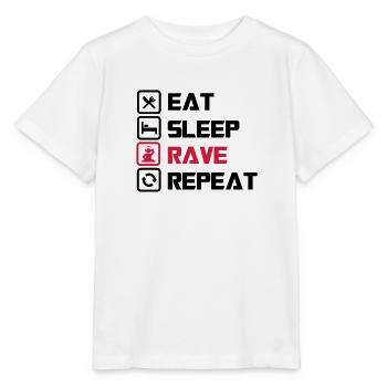 sleep Rave repeat - Stanley/Stella MINI CREATOR Kids’ T-Shirt - white - Front - Maike (125cm)