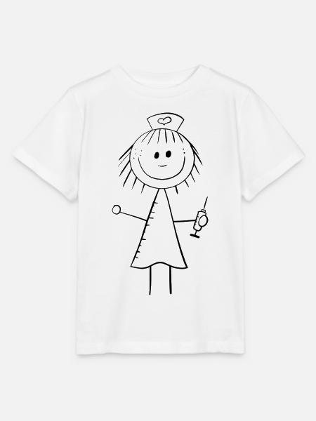Lustiges Krankenschwester Strichmännchen - Stanley/Stella Kinder T-Shirt MINI CREATOR - Weiß