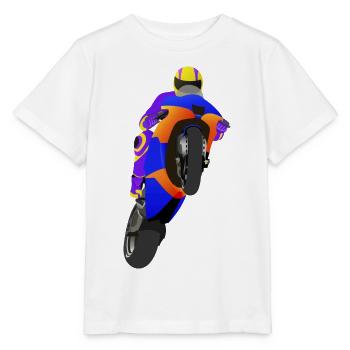Wheelie extrem mit Motorrad beim Rennen - Stanley/Stella Kinder T-Shirt MINI CREATOR  - Weiß - Vorne - Maike (125cm)