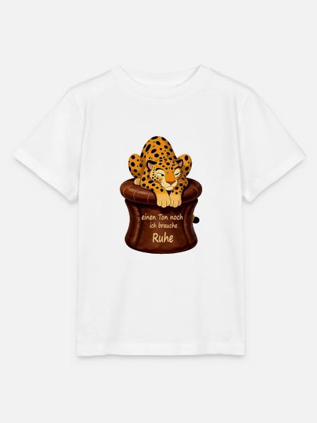 Leopard in Ruhe auf Kuschelsessel - Stanley/Stella Kinder T-Shirt MINI CREATOR - Weiß
