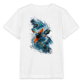 Speed kayaking on blue water - Stanley/Stella MINI CREATOR Kids’ T-Shirt - white - Front - Maike (125cm)