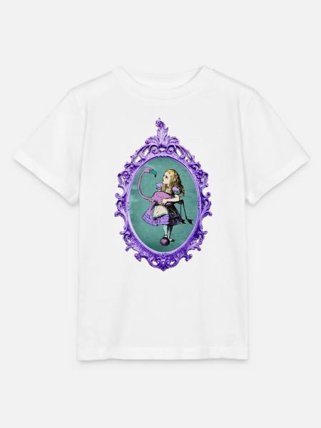 Dark Alice - Alice with Flamingo - Stanley/Stella Kinder T-Shirt MINI CREATOR  - Weiß