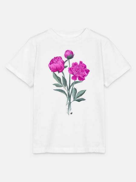Pfingstrosen Abbildung mit Inschrift - Stanley/Stella Kinder T-Shirt MINI CREATOR - Weiß