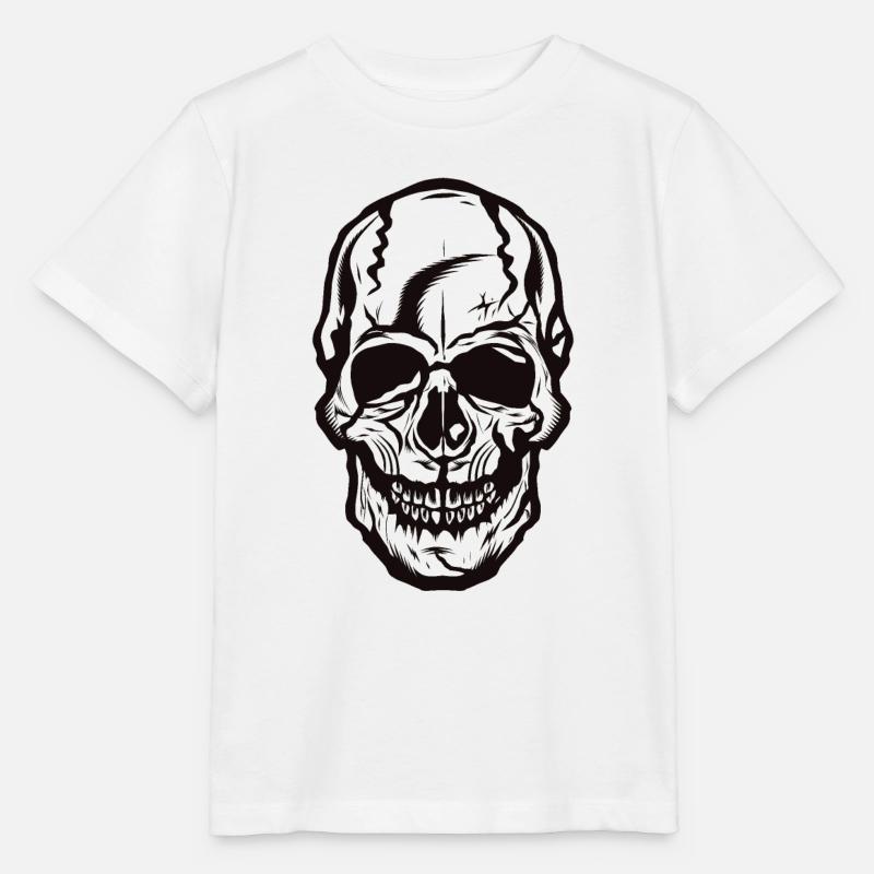 tete de mort crane halloween - T-shirt bio MINI CREATOR Stanley/Stella Enfant - blanc