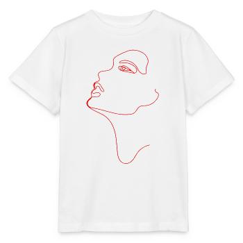Dessin au trait silhouette féminine Visages féminins visage - T-shirt bio MINI CREATOR Stanley/Stella Enfant - blanc - Devant - Maike (125cm)