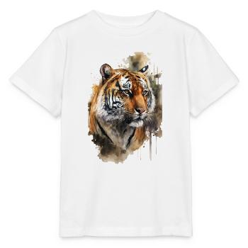 Tiger Aquarell - Stanley/Stella Kinder T-Shirt MINI CREATOR  - Weiß - Vorne - Maike (125cm)