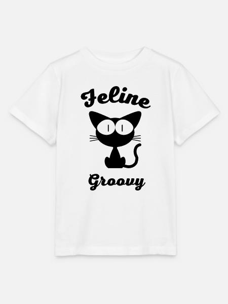 feline groovy Katze Lustig - Stanley/Stella Kinder T-Shirt MINI CREATOR  - Weiß