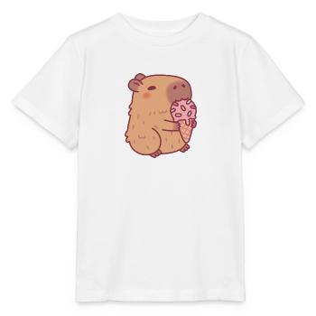 Süßes Capybara isst Gelato - Stanley/Stella Kinder T-Shirt MINI CREATOR  - Weiß - Vorne - Maike (125cm)