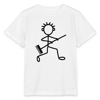 Strichmännchen mit Besen - Stanley/Stella Kinder T-Shirt MINI CREATOR  - Weiß - Vorne - Maike (125cm)
