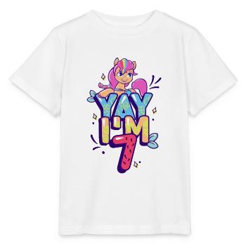 My Little Pony Geburtstag Yay I'm 7 - Stanley/Stella Kinder T-Shirt MINI CREATOR  - Weiß - Vorne - Maike (125cm)