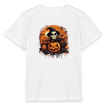 Halloween Skelett Kürbis - Stanley/Stella Kinder T-Shirt MINI CREATOR  - Weiß - Vorne - Maike (125cm)