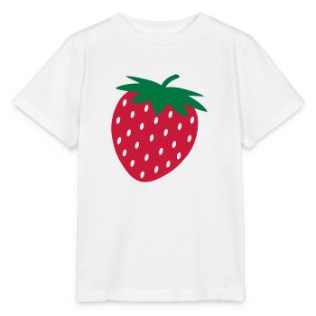 Red fruit, ripe, fresh strawberry or strawberries - Stanley/Stella MINI CREATOR Kids’ T-Shirt - white - Front - Maike (125cm)