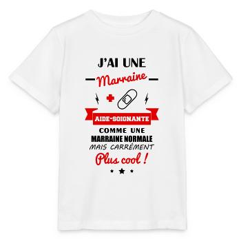 J'ai une marraine aide-soignante, cadeau soignante - T-shirt bio MINI CREATOR Stanley/Stella Enfant - blanc - Devant - Maike (125cm)